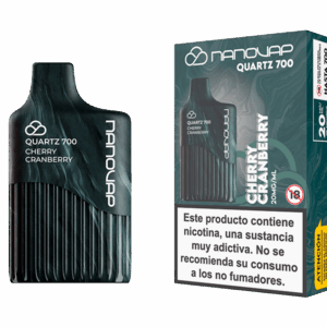 Nanovap Quartz 700 Cherry Cranberry con envase y caja del vaper desechable sabor cereza y arándano
