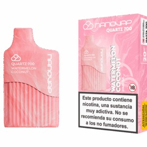 Nanovap Quartz 700 Watermelon Coconut con envase y caja del vaper desechable sabor sandía y coco